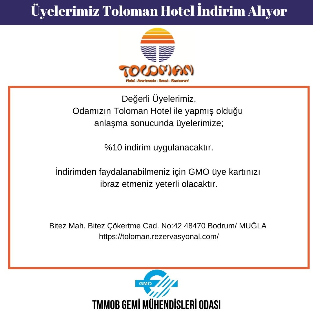 ÜYELERİMİZ TOLOMAN HOTEL İNDİRİM ALIYOR