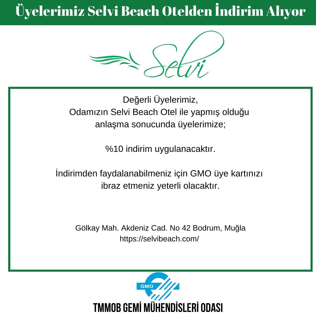 ÜYELERİMİZ SELVİ BEACH OTELDEN İNDİRİM ALIYOR