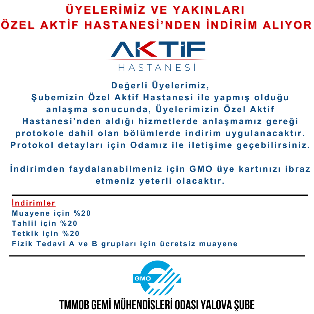 ÜYELERİMİZ VE YAKINLARI ÖZEL AKTİF HASTANESİ'NDEN İNDİRİM ALIYOR! 